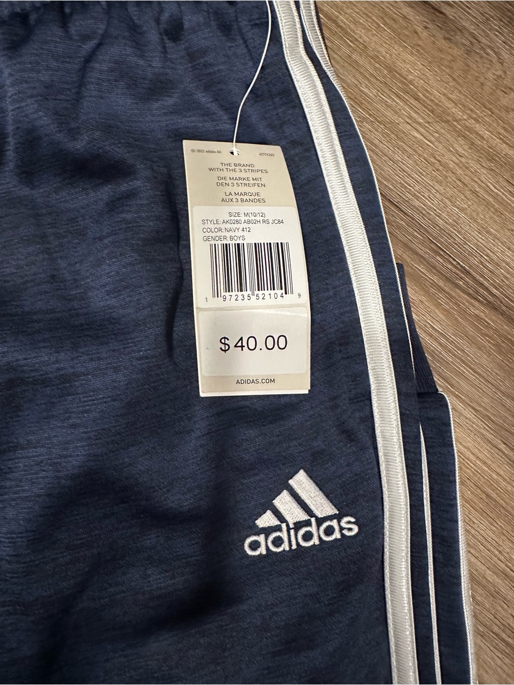 adidas Navy and White Kids Joggers with Side Stripes